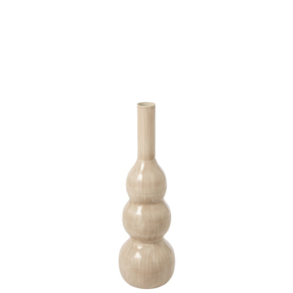 Vaas IJzer Licht Beige van J-Line, slanke hoge vaas van licht beige ijzer
