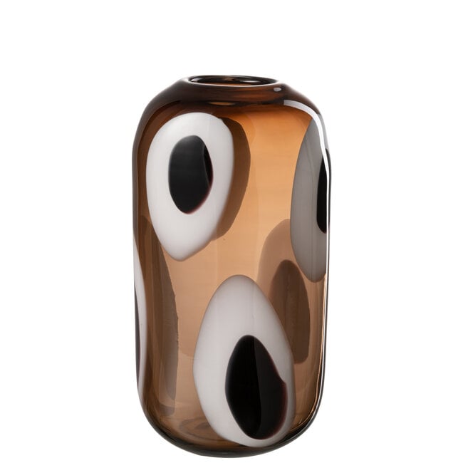 Vaas Izzy Glas Wit/Bruin Large L16xb13xh37cm J-Line - Vaas - J-Line - livinglovely.nl