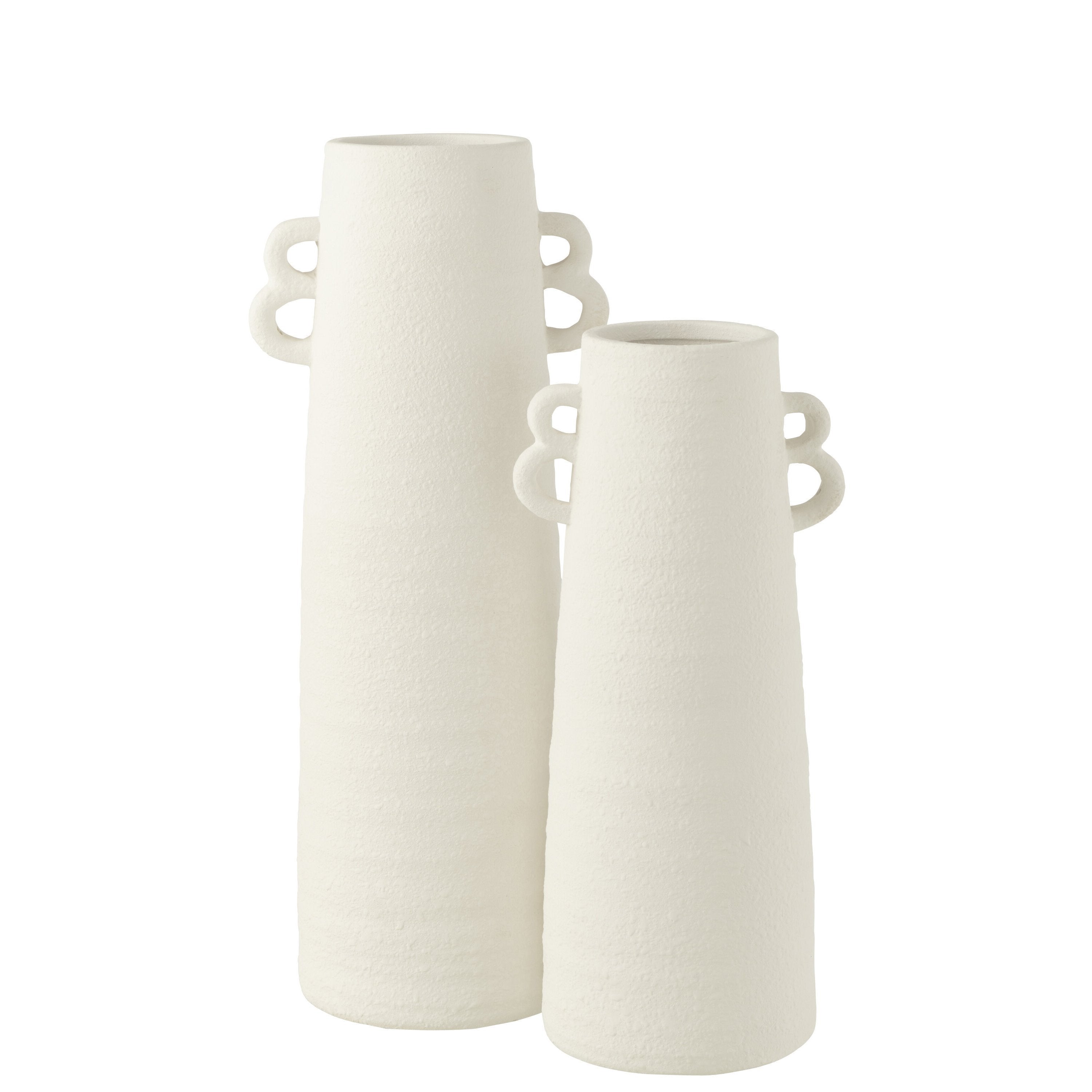Vaas Kegel Klei Wit Large 22x18x55cm - Vaas - J-Line - livinglovely.nl