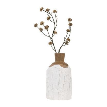 Vaas Kent Small van MUST Living, detail van het wit afgewerkte hout met natuurlijke tekening