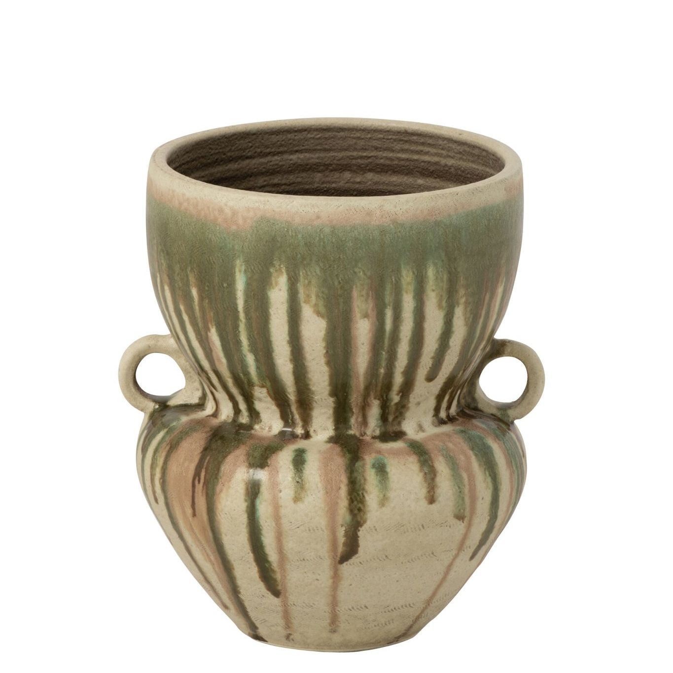 Vaas Keramiek Olijfgroen/Lichtbeige J-Line