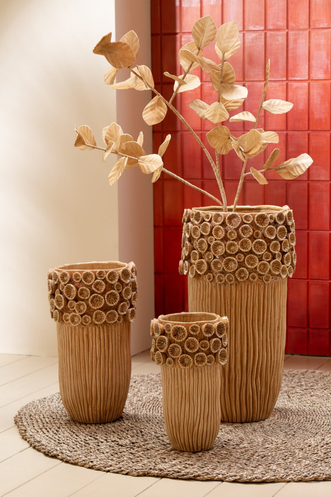 Vase Koralle Hoch Ton Ocker Medium J-Line