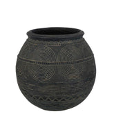 Vaas Kruik Cirkel Cement Zwart/Bruin Small - Vaas - J-Line - livinglovely.nl