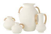 Vaas Leo Terracotta Wit/Natuur - Vaas - J-Line - livinglovely.nl