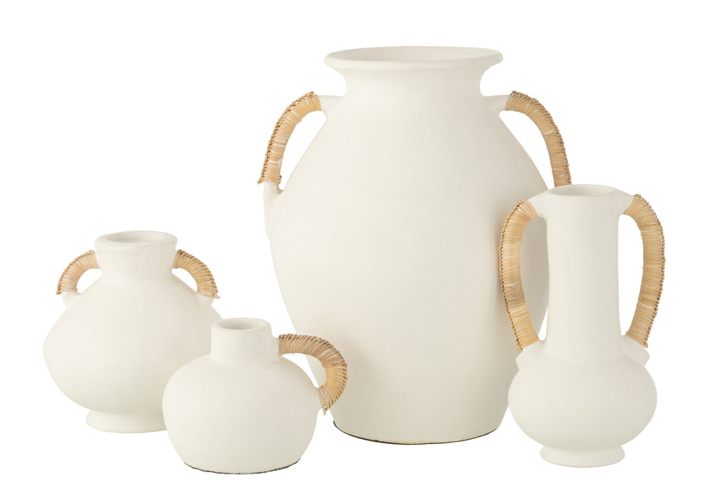 Vaas Leo Terracotta Wit/Natuur - Vaas - J-Line - livinglovely.nl