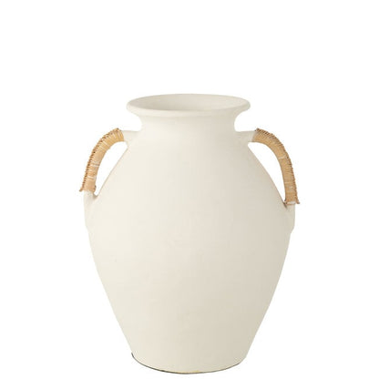 Vaas Leo Terracotta Wit/Natuur - Vaas - J-Line - livinglovely.nl