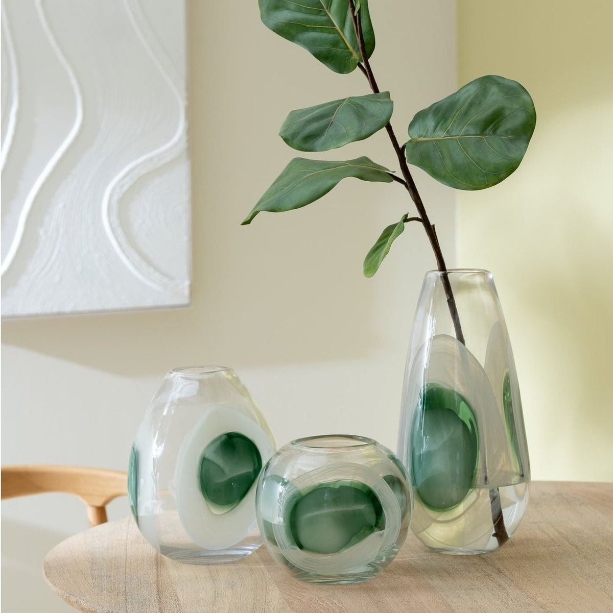 Vaas Livy Glas Groen/Wit/Transparant Small Ø20xH18cm J-line