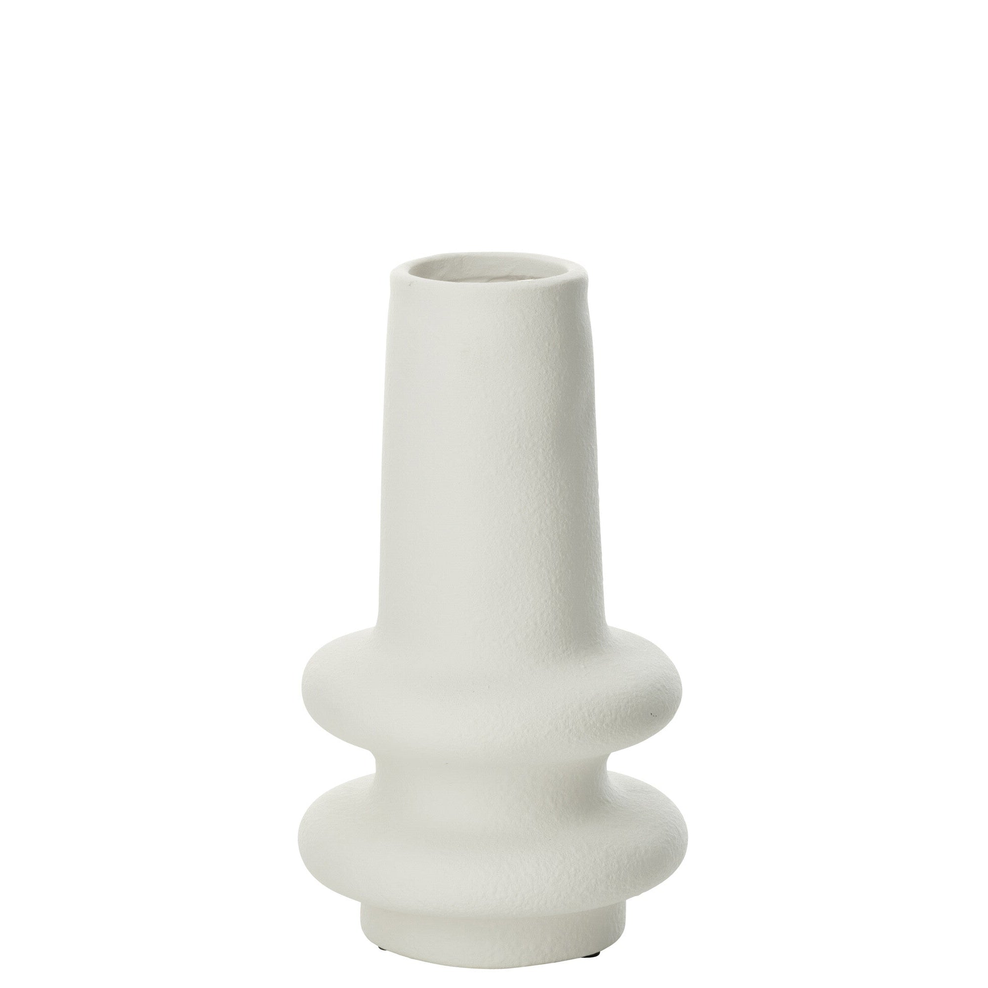 Vaas Lyra Keramiek Wit Small Dia 18cmxH32cm J-Line - Vaas - J-Line - livinglovely.nl