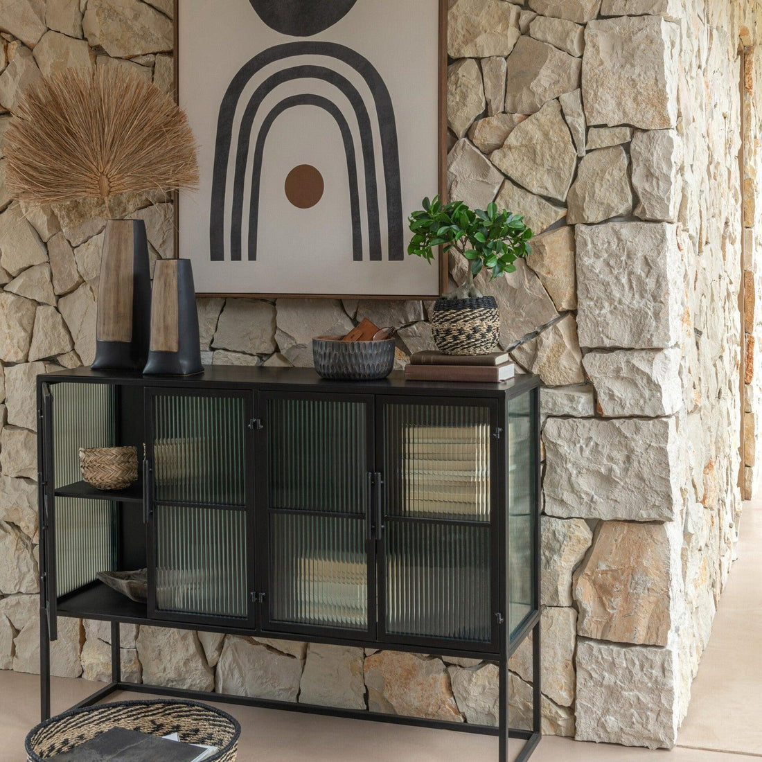 Vaas Maria Lang Keramiek Zwart Small - Vaas - J-Line - livinglovely.nl