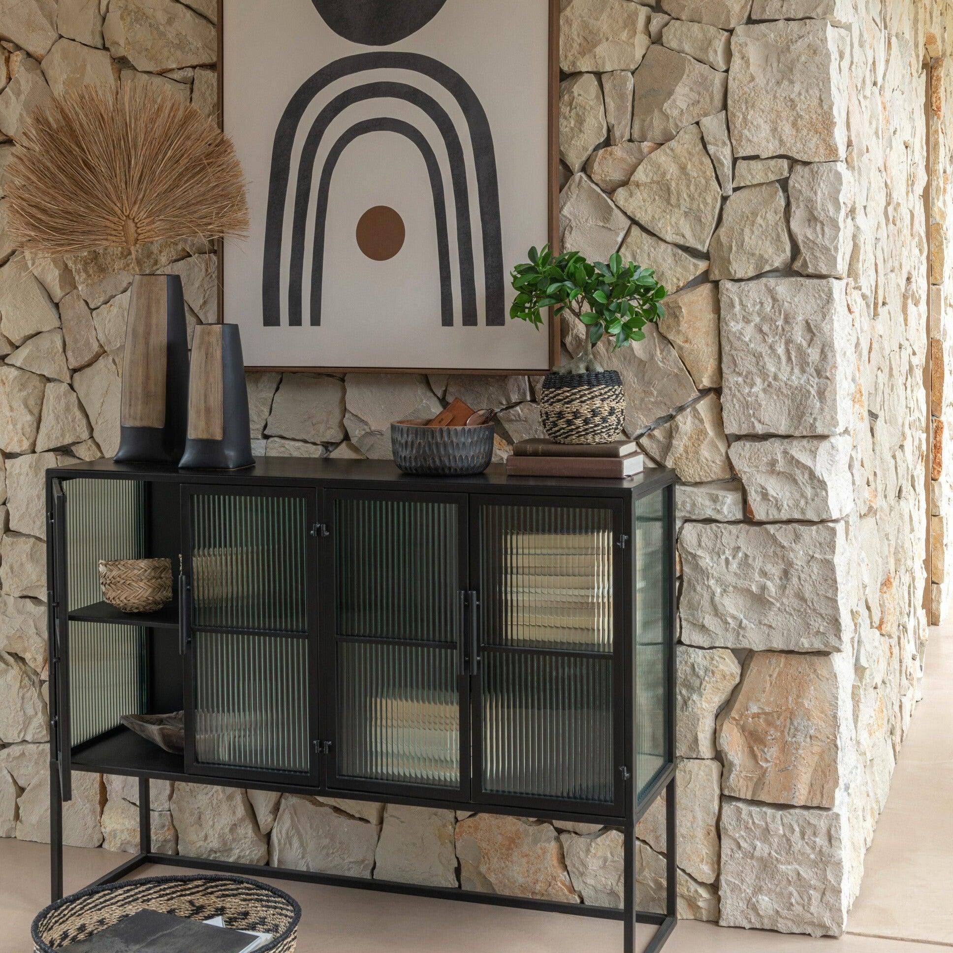 Vaas Maria Lang Keramiek Zwart Small - Vaas - J-Line - livinglovely.nl