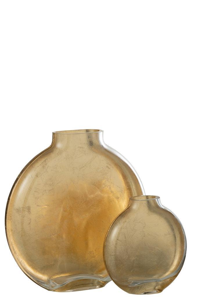 Vaas Miki Glas Transparant/Goud Large J-Line - Vaas - J-Line - livinglovely.nl