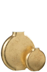 Vaas Miki Glas Transparant/Goud Large J-Line - Vaas - J-Line - livinglovely.nl