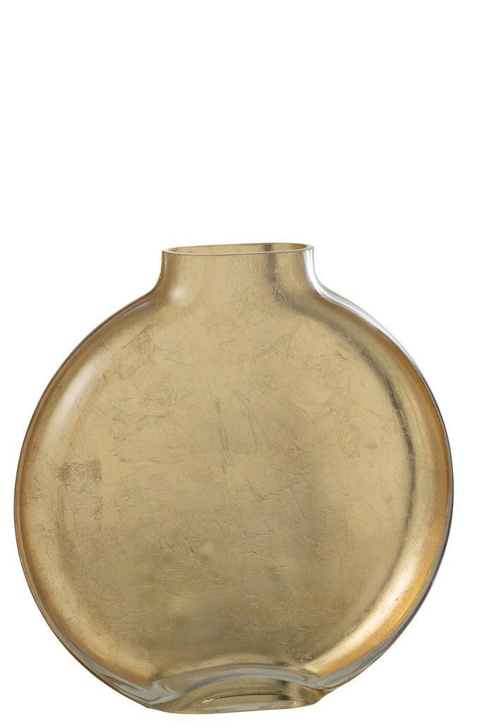 Vaas Miki Glas Transparant/Goud Large J-Line - Vaas - J-Line - livinglovely.nl