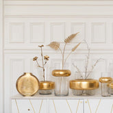 Vaas Miki Glas Transparant/Goud Large J-Line - Vaas - J-Line - livinglovely.nl