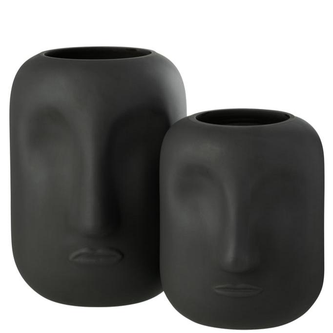 Vaas Noe Glas Zwart Small - Vaas - J-Line - livinglovely.nl