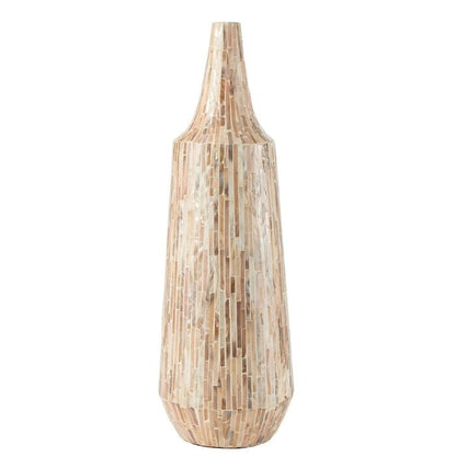 Vaas Nuye Fles Schelpen/Papier Beige - Vaas - J-Line - livinglovely.nl