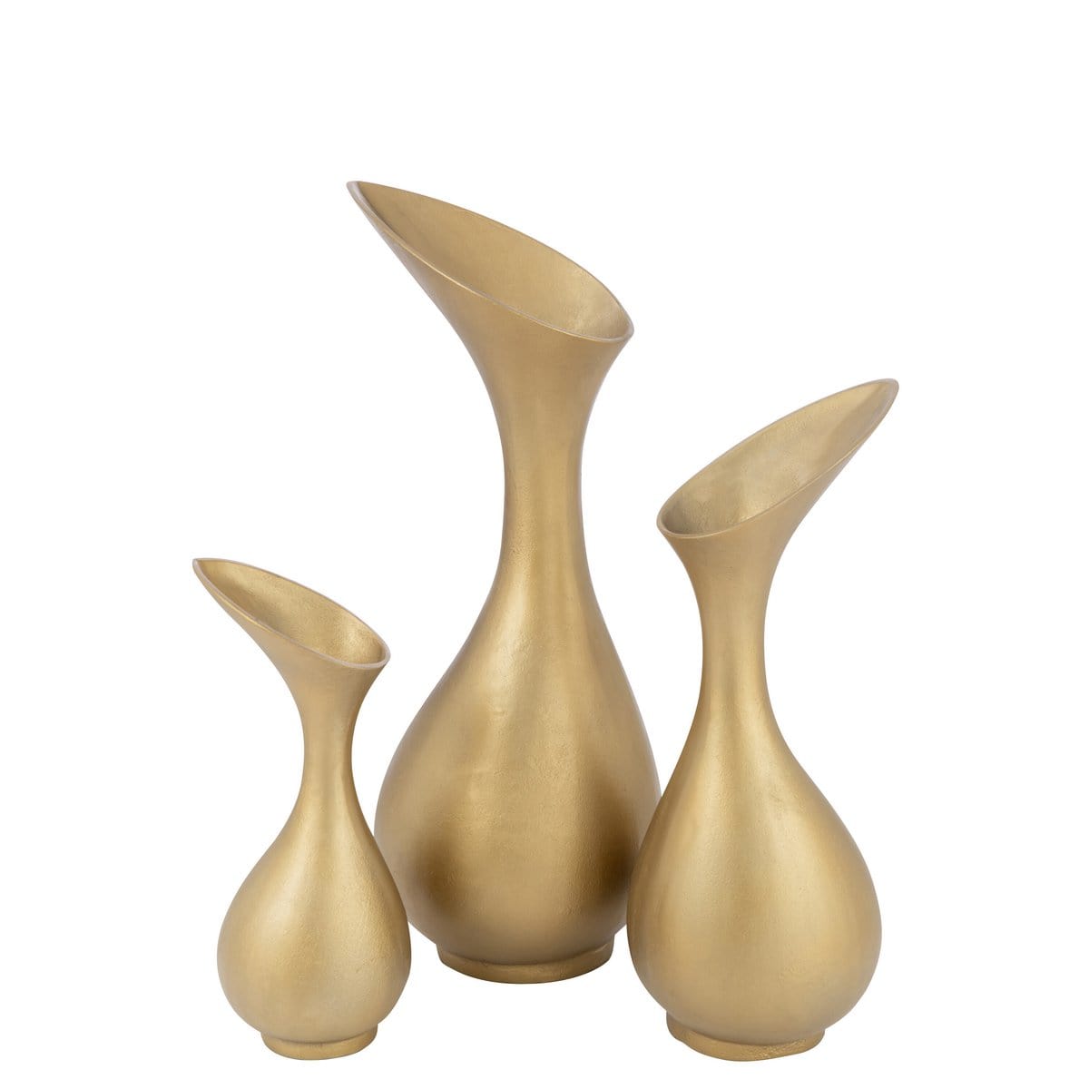 Vaas Olivia Aluminium Goud Medium - Vaas - J-Line - livinglovely.nl