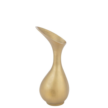 Vaas Olivia Aluminium Goud Medium - Vaas - J-Line - livinglovely.nl