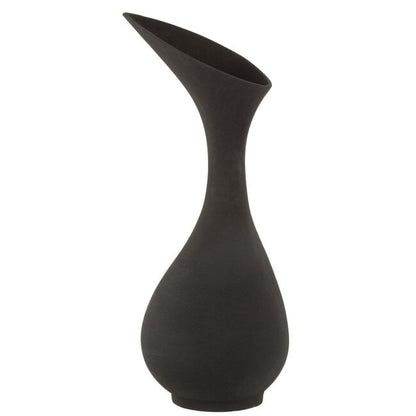 Vaas Olivia Ruw Aluminium Zwart Large - Vaas - J-Line - livinglovely.nl