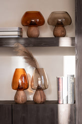 Vaas Paddenstoel Hoog Glas Grijs Ø16 J-Line - Vaas - J-Line - livinglovely.nl