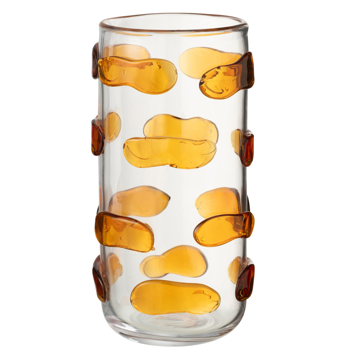 Pebbles vaas van J-Line in amber en transparant glas, Ø17cm x H32cm