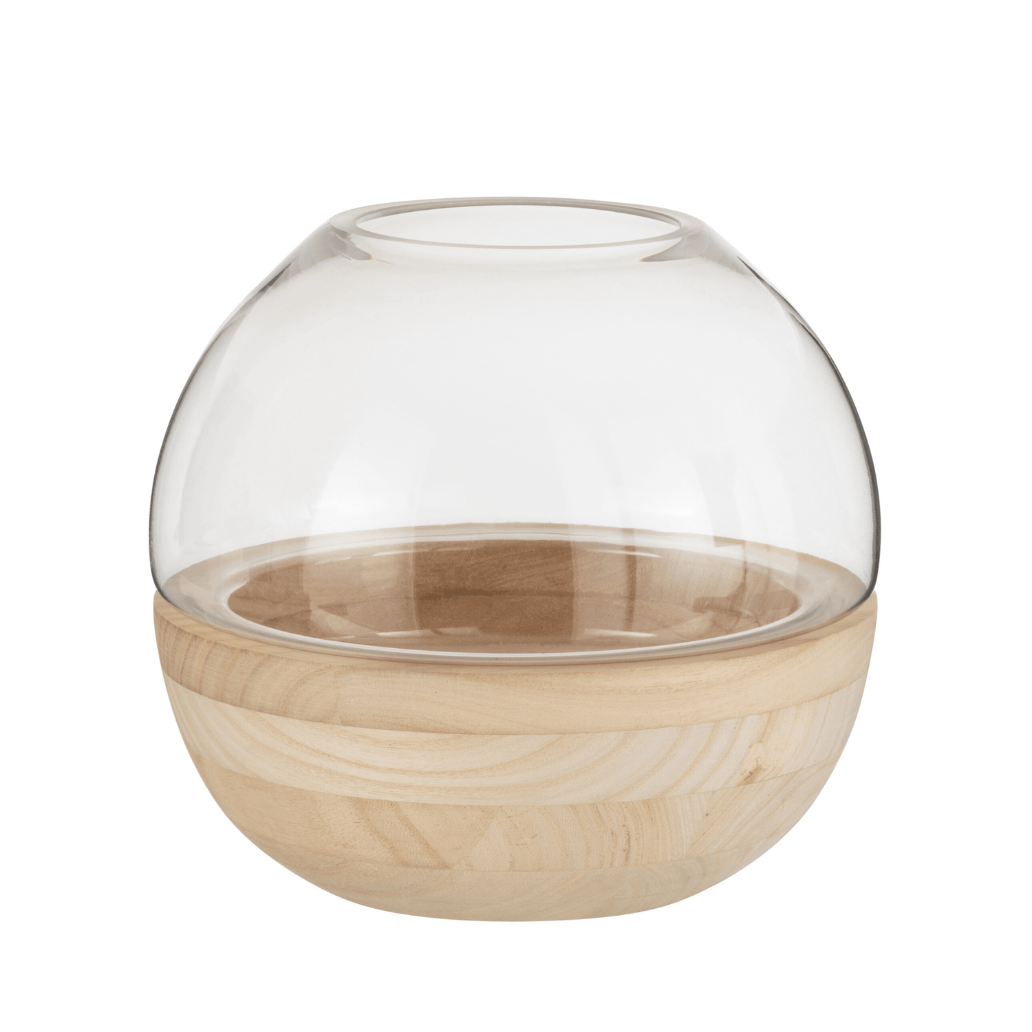 Vaas Rond Hout/Glas Lichtbruin - Vaas - J-Line - livinglovely.nl