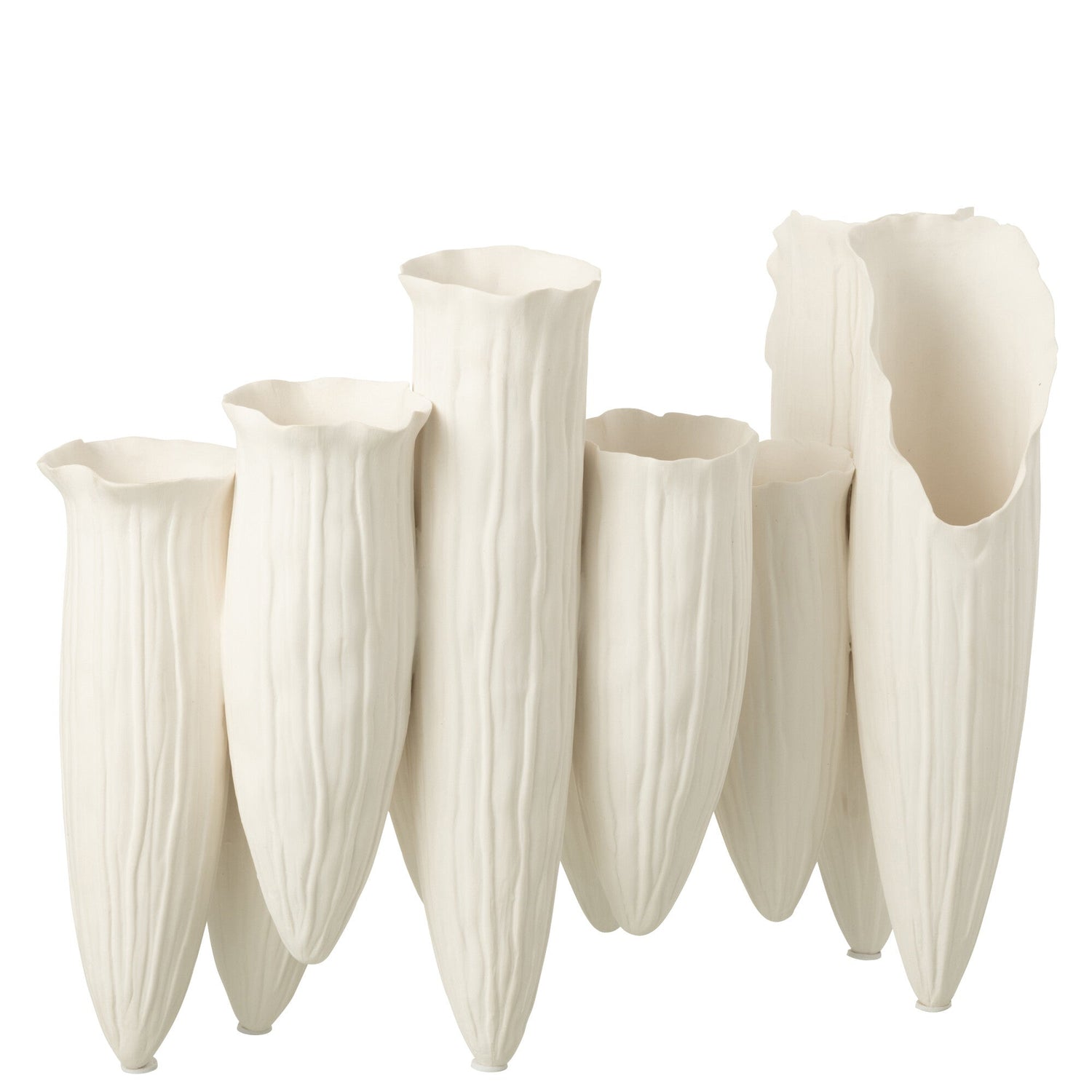 Vaas Soliflore Helix Cilinder Keramiek Wit - Vaas - J-Line - livinglovely.nl