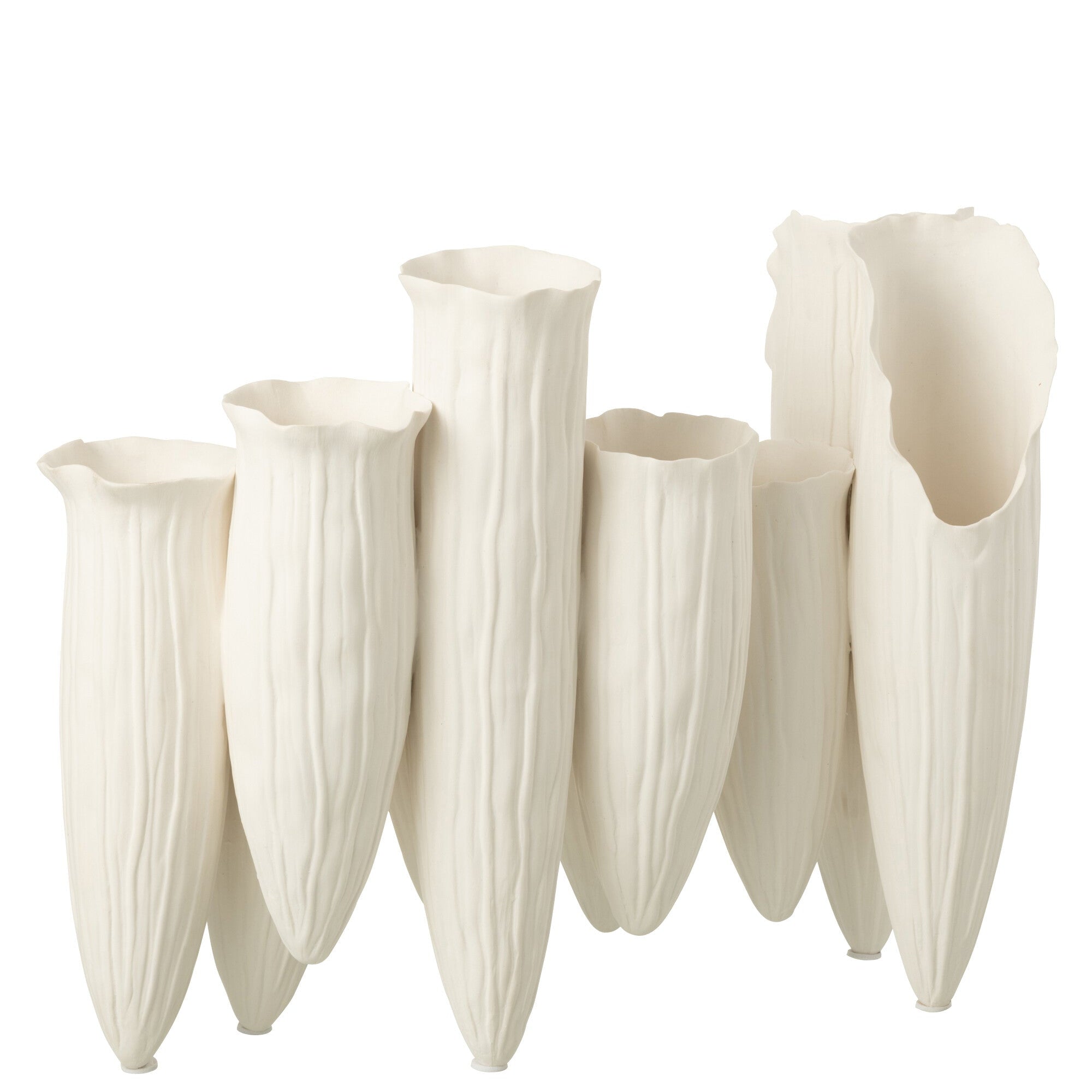 Vaas Soliflore Helix Cilinder Keramiek Wit - Vaas - J-Line - livinglovely.nl