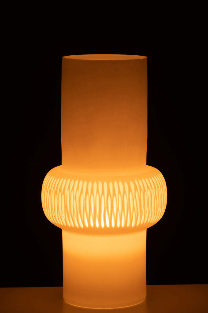 Vaas Streep Bal Glas Wit Large - Vaas - J-Line - livinglovely.nl