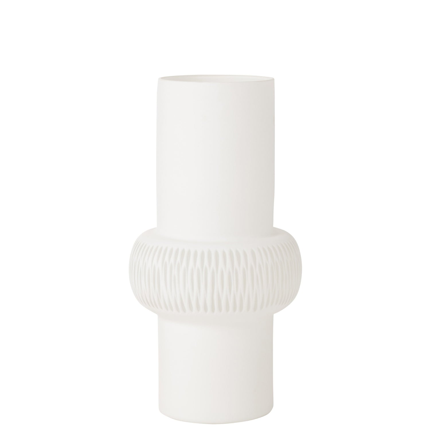 Vaas Streep Bal Glas Wit Large - Vaas - J-Line - livinglovely.nl