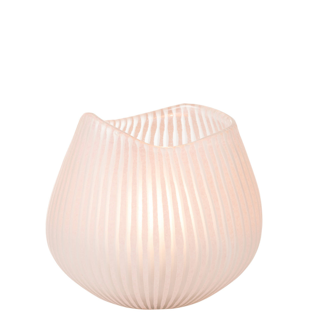Vaas Streep Glas Lichtroze Small L21x22b22xh20,5cm J-Line - Vaas - J-Line - livinglovely.nl
