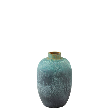 Vaas Vintage Keramiek Azuurblauw Small J-Line vooraanzicht op witte achtergrond