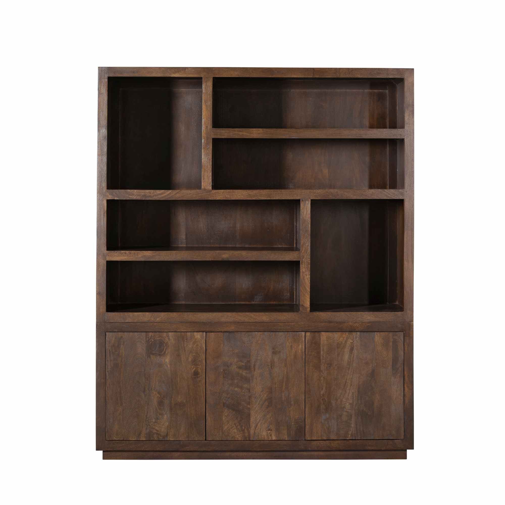 Vakkenkast Brussel Bruin 160cm van Starfurn van opzij gezien, 45 cm diep en 200 cm hoog