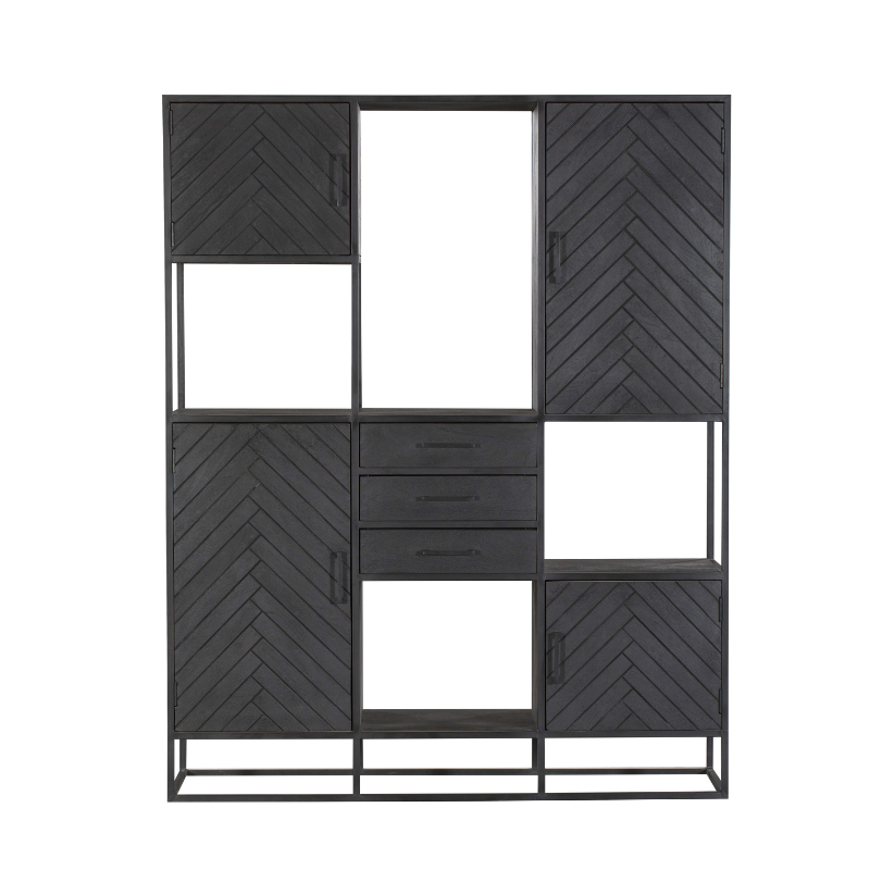 Vakkenkast New York Supreme XXL 160cm van Starfurn in een woonkamer, gestyled met boeken en decoratie