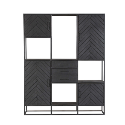 Vakkenkast New York Supreme XXL van Starfurn in een woonkamer, gestyled met boeken en decoratie