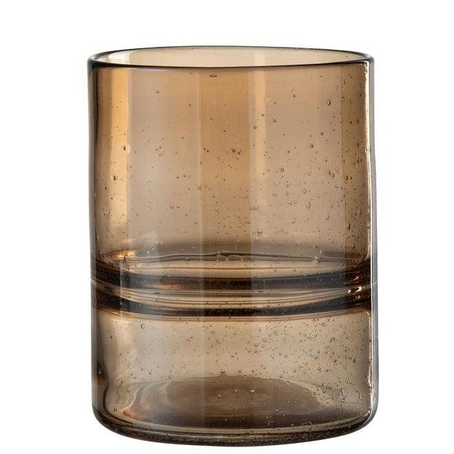 Vase Cylinder Ridge Glass Amber J-Line - Vaas - J-Line - livinglovely.nl