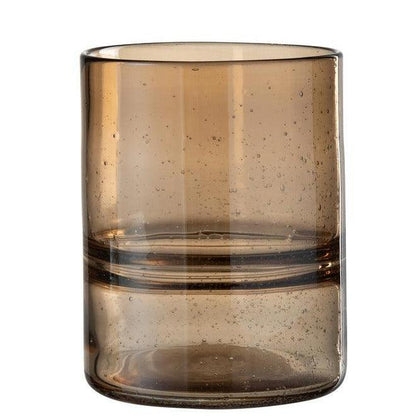 Vase Cylinder Ridge Glass Amber J-Line - Vaas - J-Line - livinglovely.nl