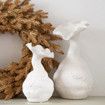 Vase Helix Ceramic White Large - - J-Line - livinglovely.nl