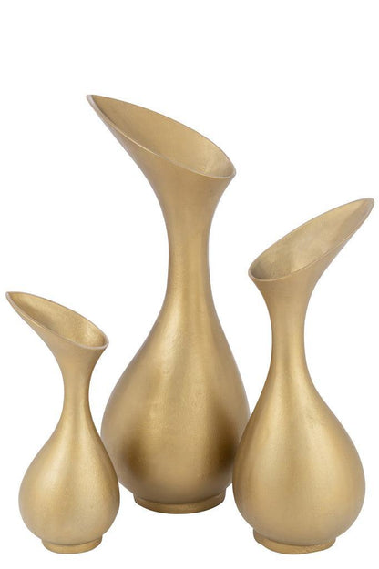 Vase Olivia Aluminium Gold Large - Vaas - J-Line - livinglovely.nl