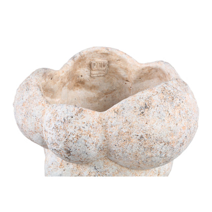 Vasilisa Cream Cement Pot Circles Rough Finish XL Dia29x27cm PTMD - Pot - PTMD - livinglovely.nl