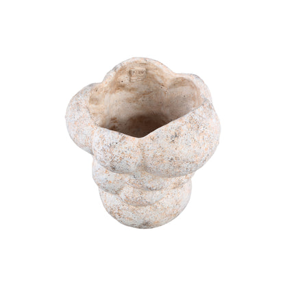 Vasilisa Cream Cement Pot Circles Rough Finish XL Dia29x27cm PTMD - Pot - PTMD - livinglovely.nl