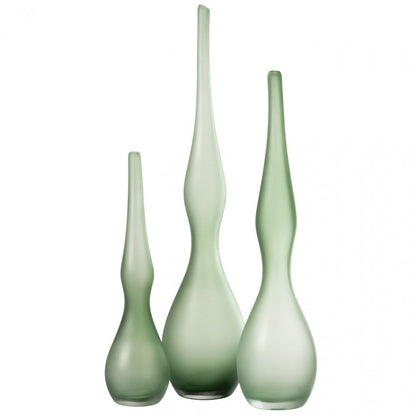 Vazen Adria Gebogen Fluit Glas Muntgroen set van 3 - Vaas - J-Line - livinglovely.nl