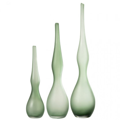 Vazen Adria Gebogen Fluit Glas Muntgroen set van 3 - Vaas - J-Line - livinglovely.nl