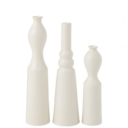 Vazen Leia Porselein Mat Wit Set van 3 - Vaas - J-Line - livinglovely.nl