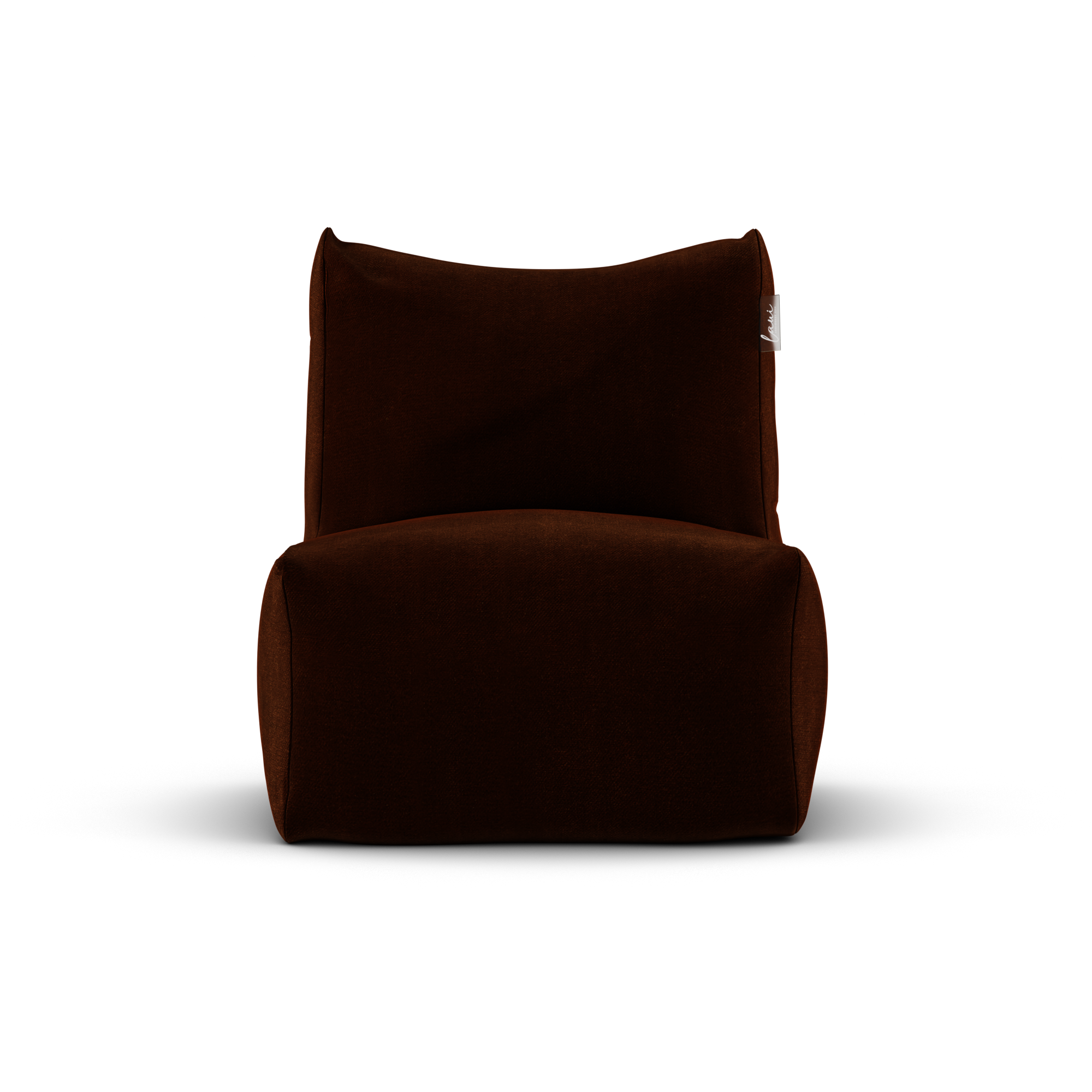 Koperrode velvet Junior Lounge Seat van Laui Lounge van voren, met zitting van 68 bij 68 centimeter