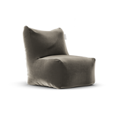 Velvet Junior Lounge Seat Khaki van Laui Lounge, compacte groengrijze velvet loungestoel schuin van links voren