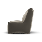 Khaki velvet Junior Lounge Seat van Laui Lounge van opzij, met rughoogte van 74 centimeter