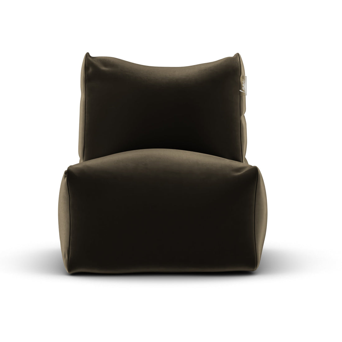 Taupe velvet loungestoel van Laui Lounge van voren, met brede zitting van 68 centimeter