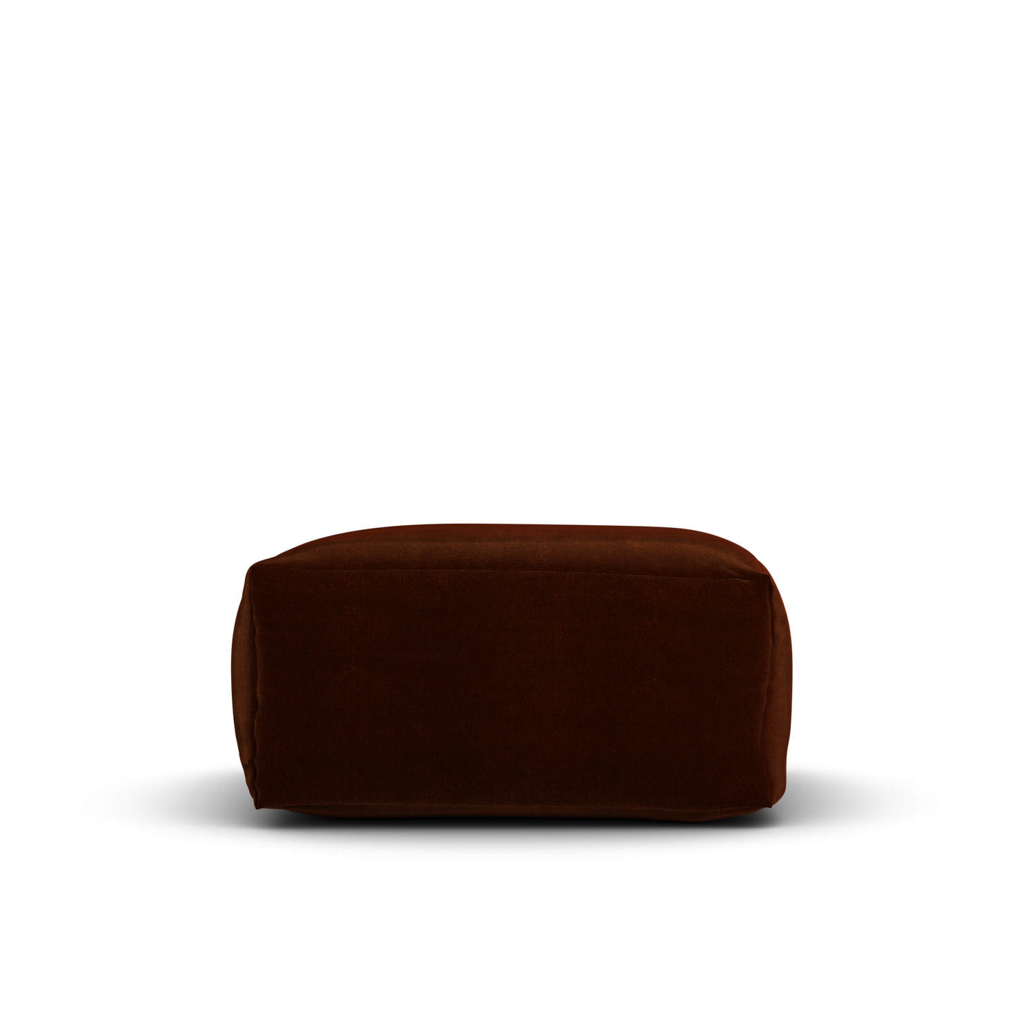 Zijaanzicht van de Velvet Square Pouf Copper met zithoogte 34 cm van Laui Lounge