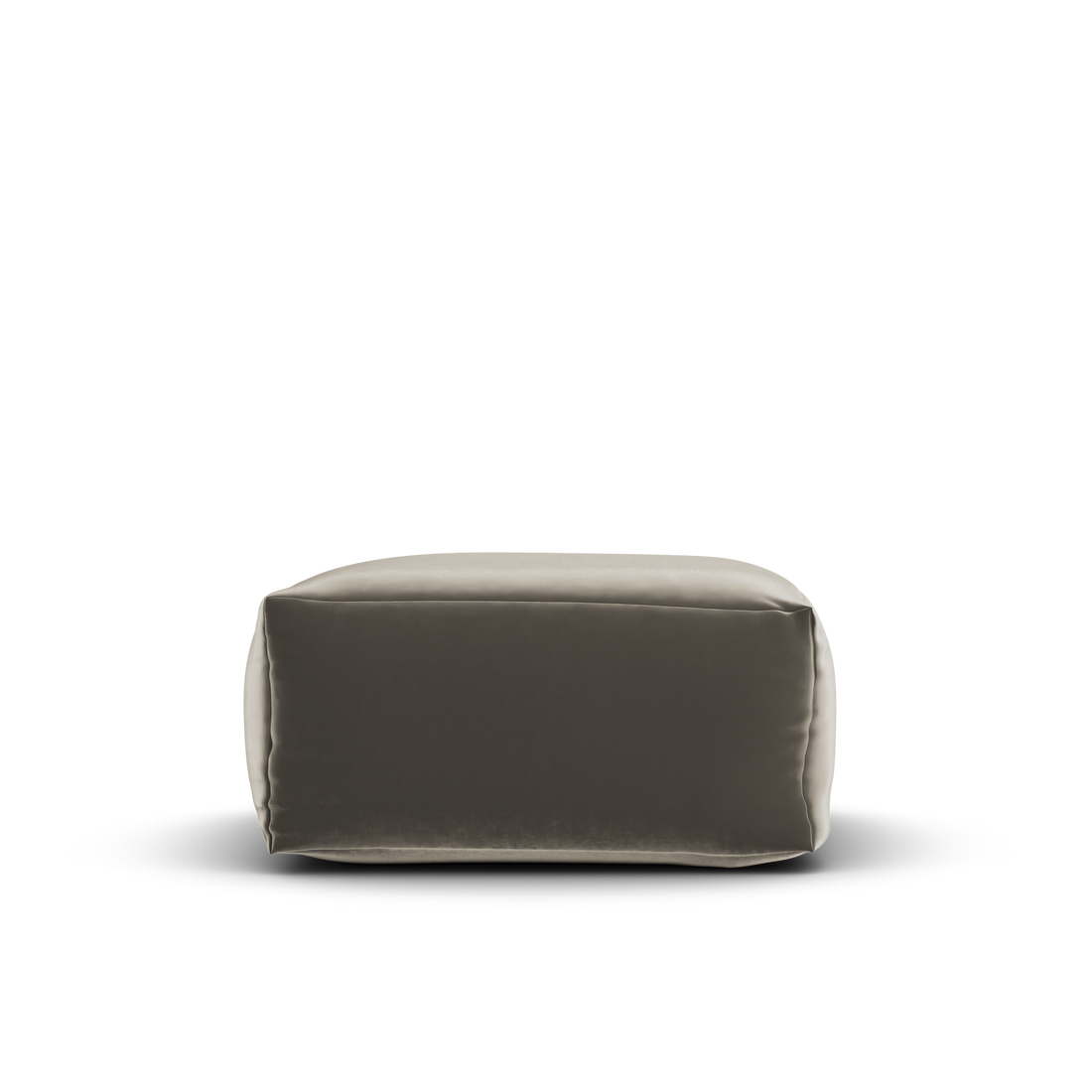 Zijaanzicht van de kakigroene Velvet Square Pouf van Laui Lounge met zithoogte 34 cm